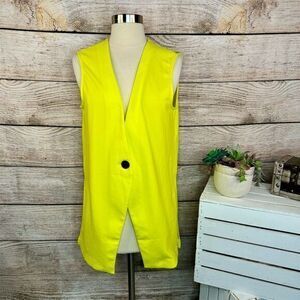 VERO MODA Women's Neon Yellow Sleeveless One-Button Vest‎ Size M